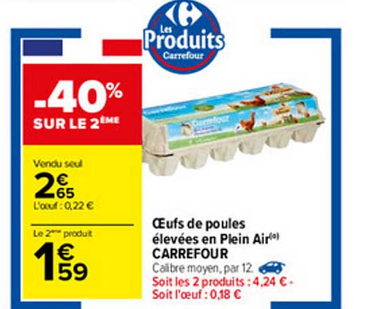 oeufs de poules élevées en plein air carrefour