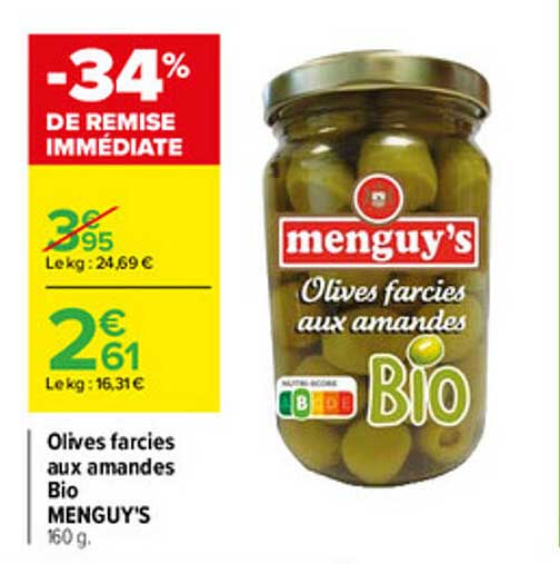 Olives Farcies Aux Amandes Bio Menguy's