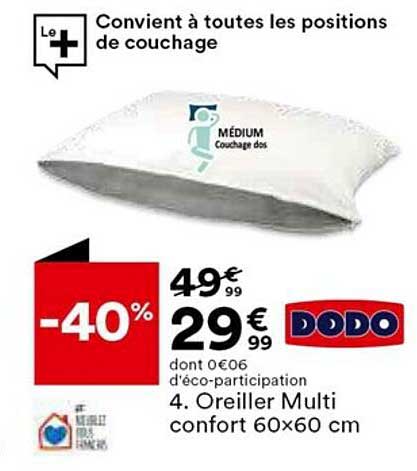 Oreiller Multi Confort 60 X 60 Cm Dodo