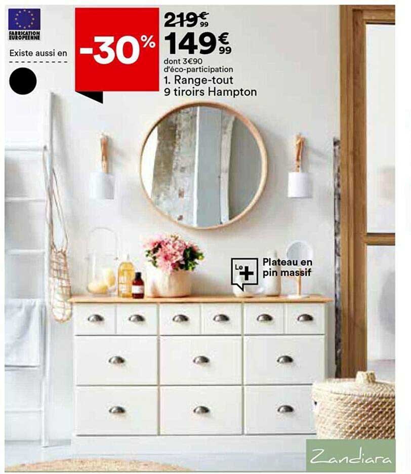 range-tout 9 tiroirs hampton zandiara