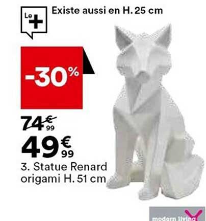 statue renard origami h. 51 cm modern living