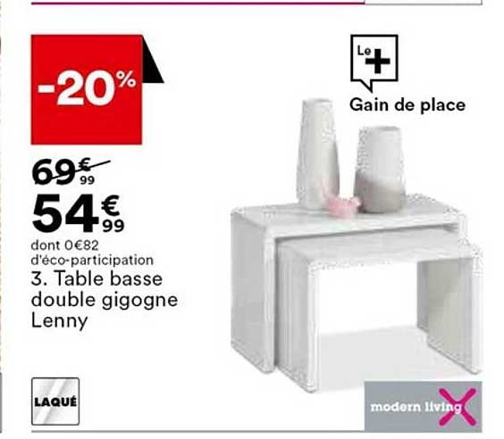 table basse double gigogne lenny modern living