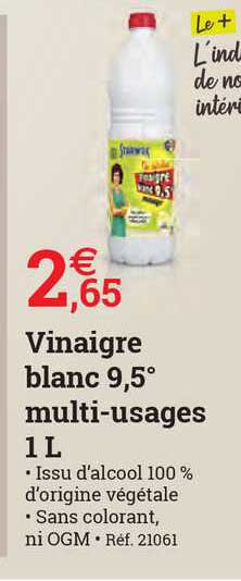 vinaigre blanc 9,5° multi-usages 1 l