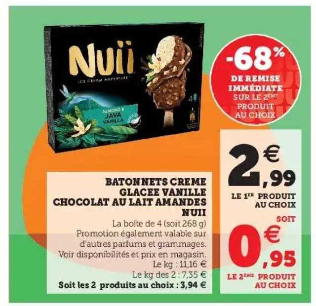 Bâtonnets Crème Glacée Vanille Chocolat Au Lait Amandes Nuii
