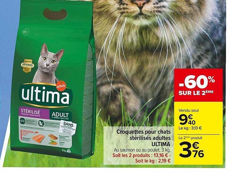 Croquettes Pour Chats Stérilisés Adultes Ultima