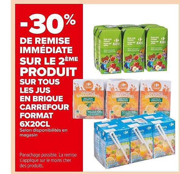 jus en brique carrefour format 6x20cl