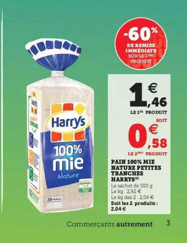 pain 100% mie nature petites tranches harrys