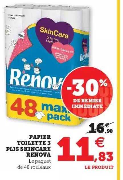 papier toilette 3 plis skincare renova
