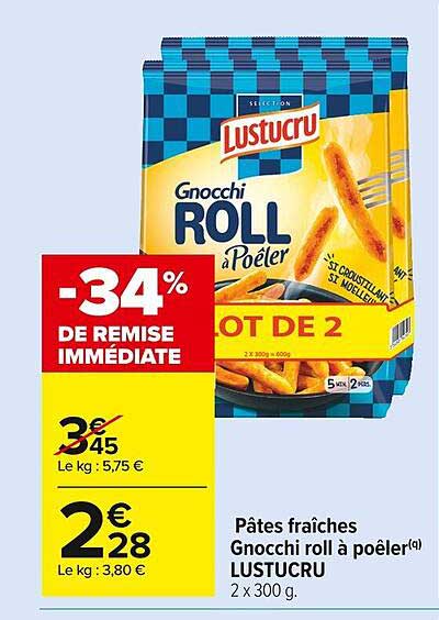 pâtes fraîches gnocchi roll à poêler lustucru