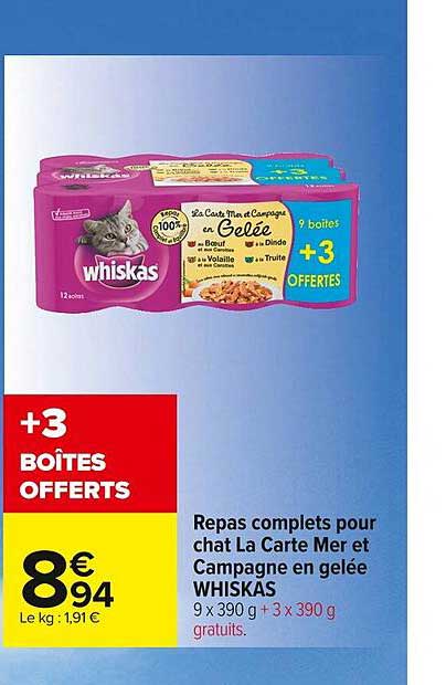 repas complets pour chat la carte mer et campagne en gelée whiskas