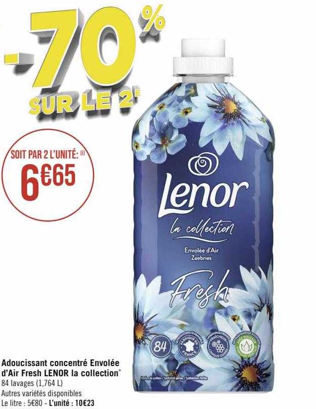 adoucissant concentré envolée d'air fresh lenor la collection