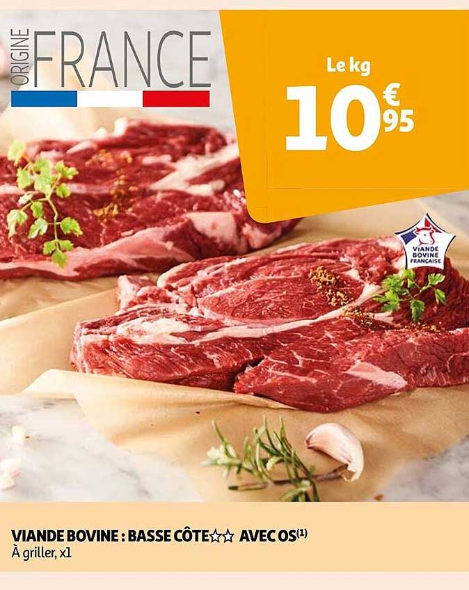 viande bovine : basse côte**avec os