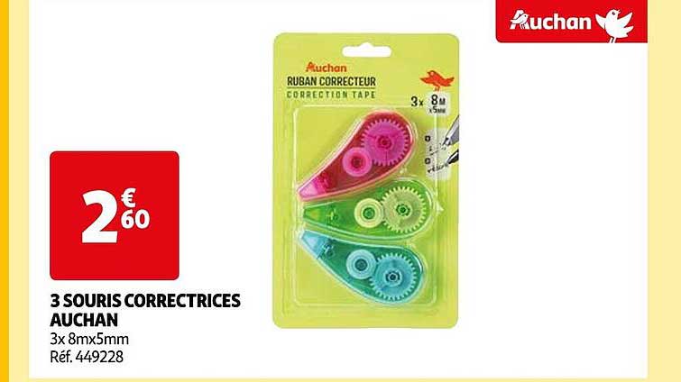 3 souris correctrices auchan