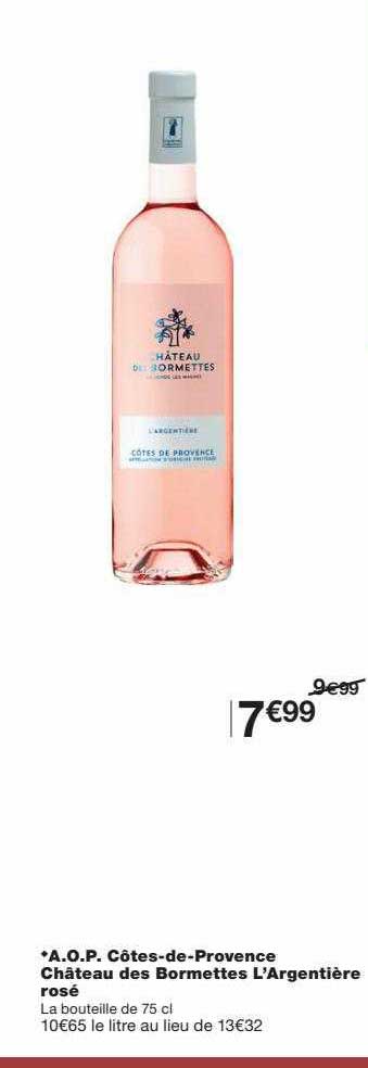 a.o.p. côtes-de-provence château des bormettes l'argentière rosé