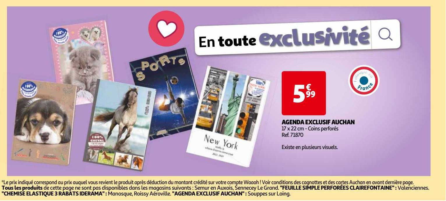 agenda exclusif auchan