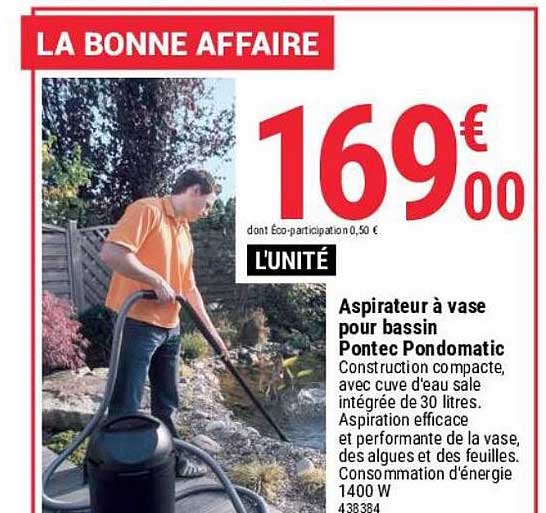 aspirateur à vase pour bassin pontec pondomatic