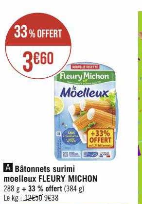 bâtonnets surimi moelleux fleury michon