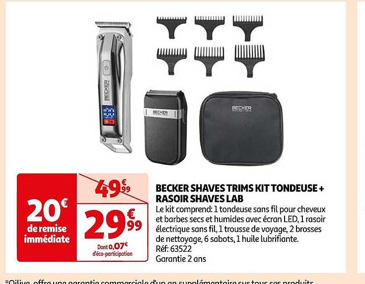 becker shaves trims kit tondeuse + rasoir shaves lab
