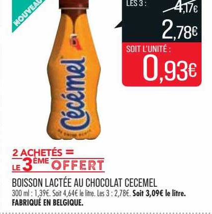 boisson lactée au chocolat cécémel