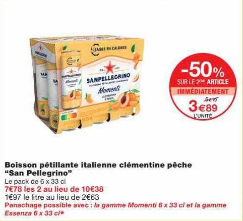 boisson pétillante italienne clémentine pêche "san pellegrino"