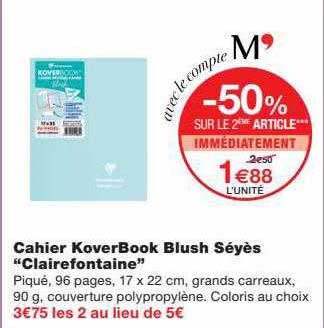 Cahier Koverbook Blush Séyès "clairefontaine"