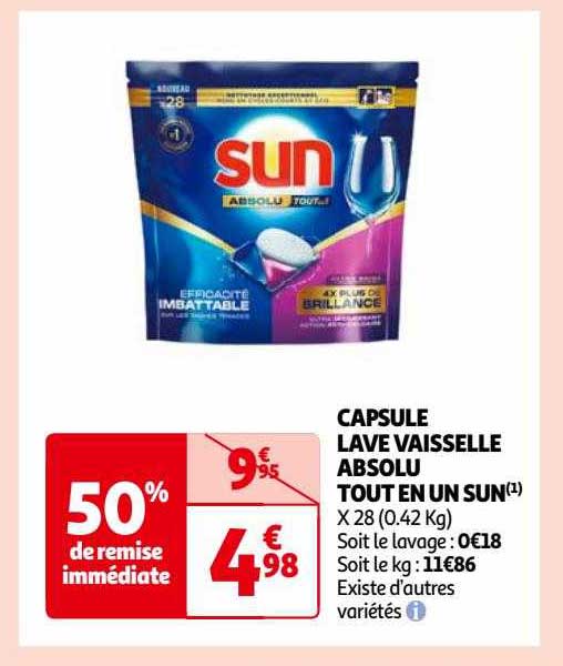 capsule lave vaisselle absolu tout en un sun