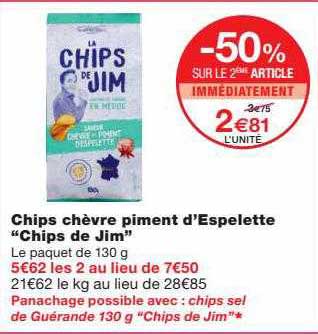 chips chèvre piment d'espelette "chips de jim"