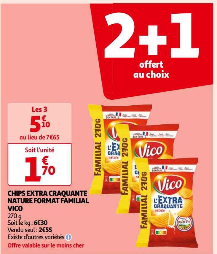 chips extra craquante nature format familial vico