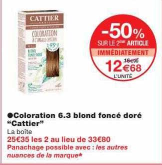 coloration 6.3 blond foncé doré "cattier"