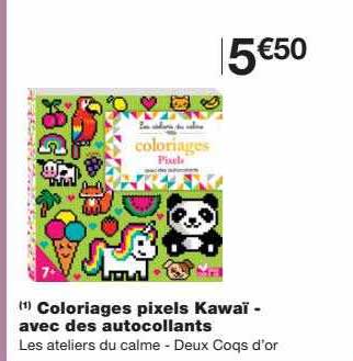 coloriages pixels kawaï - avec des autocollants