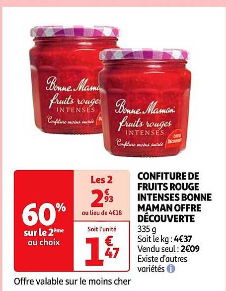 confiture de fruits rouges intenses bonne maman offre découverte