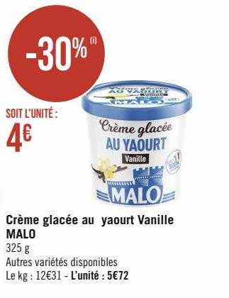 Crème Glacée Au Yaourt Vanille Malo