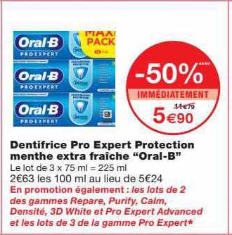 dentifrice pro expert protection menthe extra fraîche "oral-b"