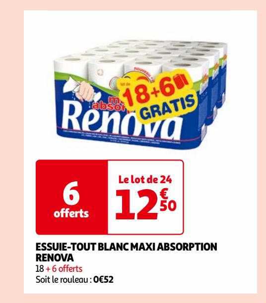 essuie-tout blanc maxi absorption renova
