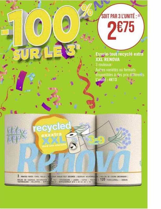 essuie-tout recyclé extra xxl renova