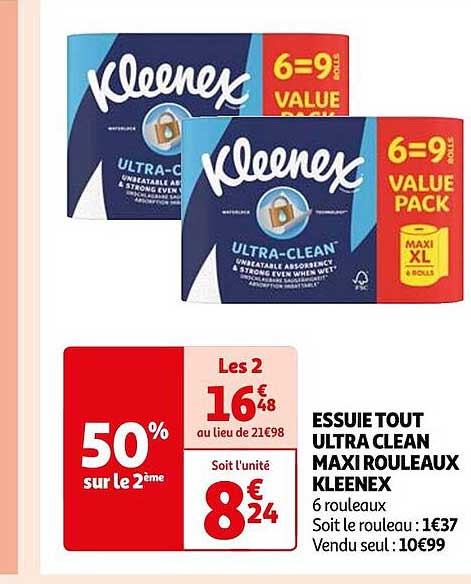 essuie tout ultra clean maxi rouleaux kleenex