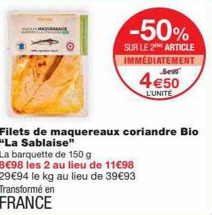 filets de maquereaux coriandre bio "la sablaise"