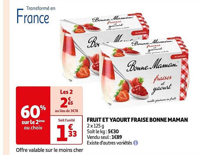 fruit et yaourt fraise bonne maman