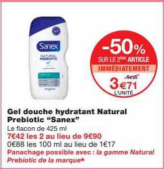 Gel Douche Hydratant Natural Prebiotic "sanex"