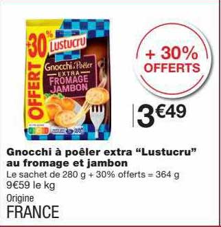 Gnocchi à Poêler Extra "lustucru" Au Fromage Et Jambon