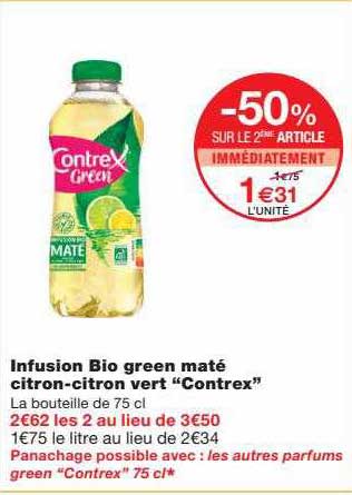 infusion bio green maté citron-citron vert "contrex"