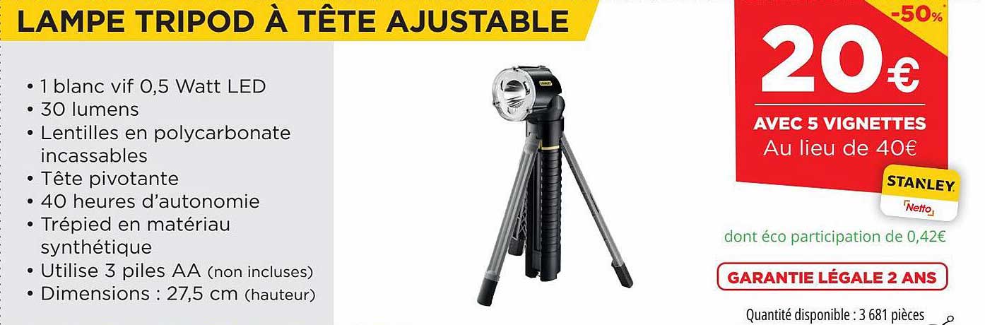 Lampe Tripod à Tête Ajustable