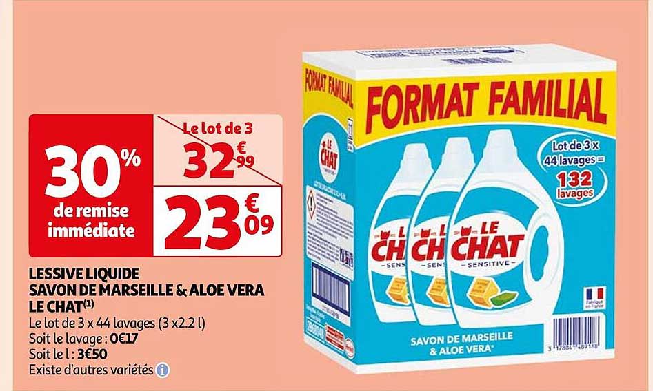 Lessive Liquide Savon De Marseille & Aloe Vera Le Chat