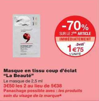masque en tissu coup d'éclat "la beauté"