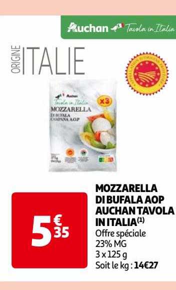 mozzarella di bufala aop auchan tavola in italia