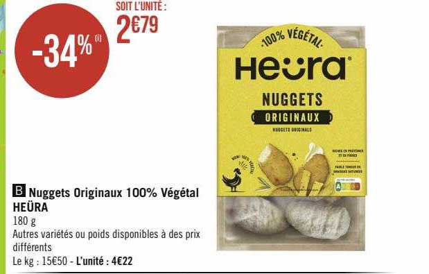 nuggets originaux 100% végétal heüra