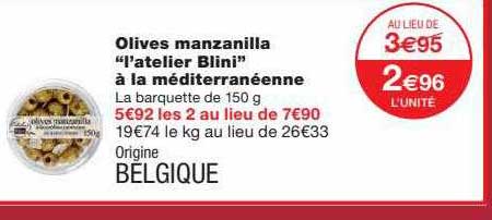 olives manzanilla "l'atelier blini" à la méditerranéenne