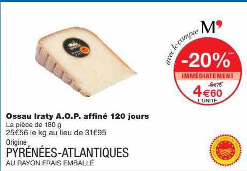 ossau iraty a.o.p. affiné 120 jours