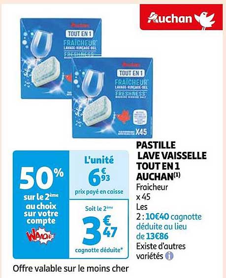 pastille lave vaisselle tout en 1 auchan