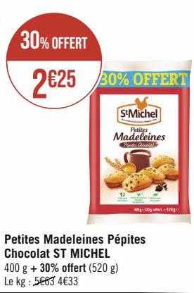 petites madeleines pépites chocolat st michel